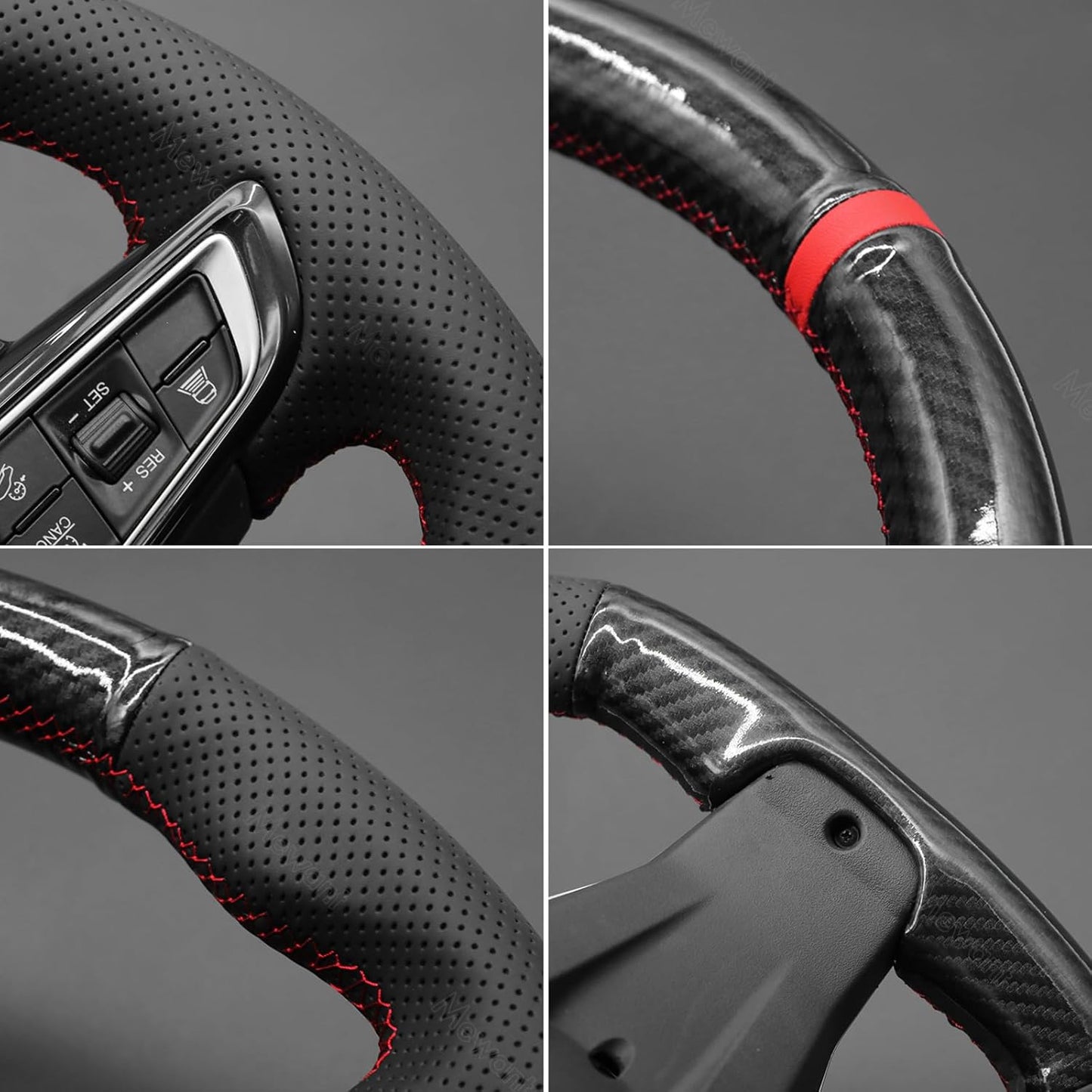 Loncky® Custom Hand Stitched Car OEM Leather Steering Wheel Cover for Alfa Romeo Giulia Quadrifoglio 2020-2022 / Stelvio Quadrifoglio 2020-2022 Interior Accessories