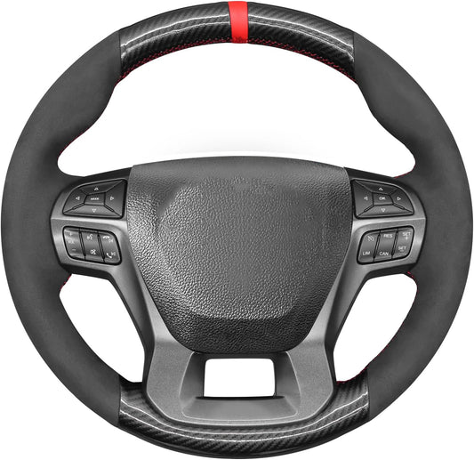 Loncky® Custom Hand Stitched Car OEM Leather Steering Wheel Cover for Ford Ranger Raptor 2019 2020 2021 2022 Interior Accessories