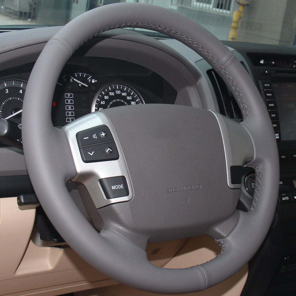 Loncky® Custom Hand Stitched OEM Leather Steering Wheel Cover for Toyota Land Cruiser 2008-2015 / Toyota Tundra 2007 2008 2009 2010 2011 2012 2013/ Toyota Sequoia 2008 2009 2010 2011 2012 2013 Car Interior Accessories