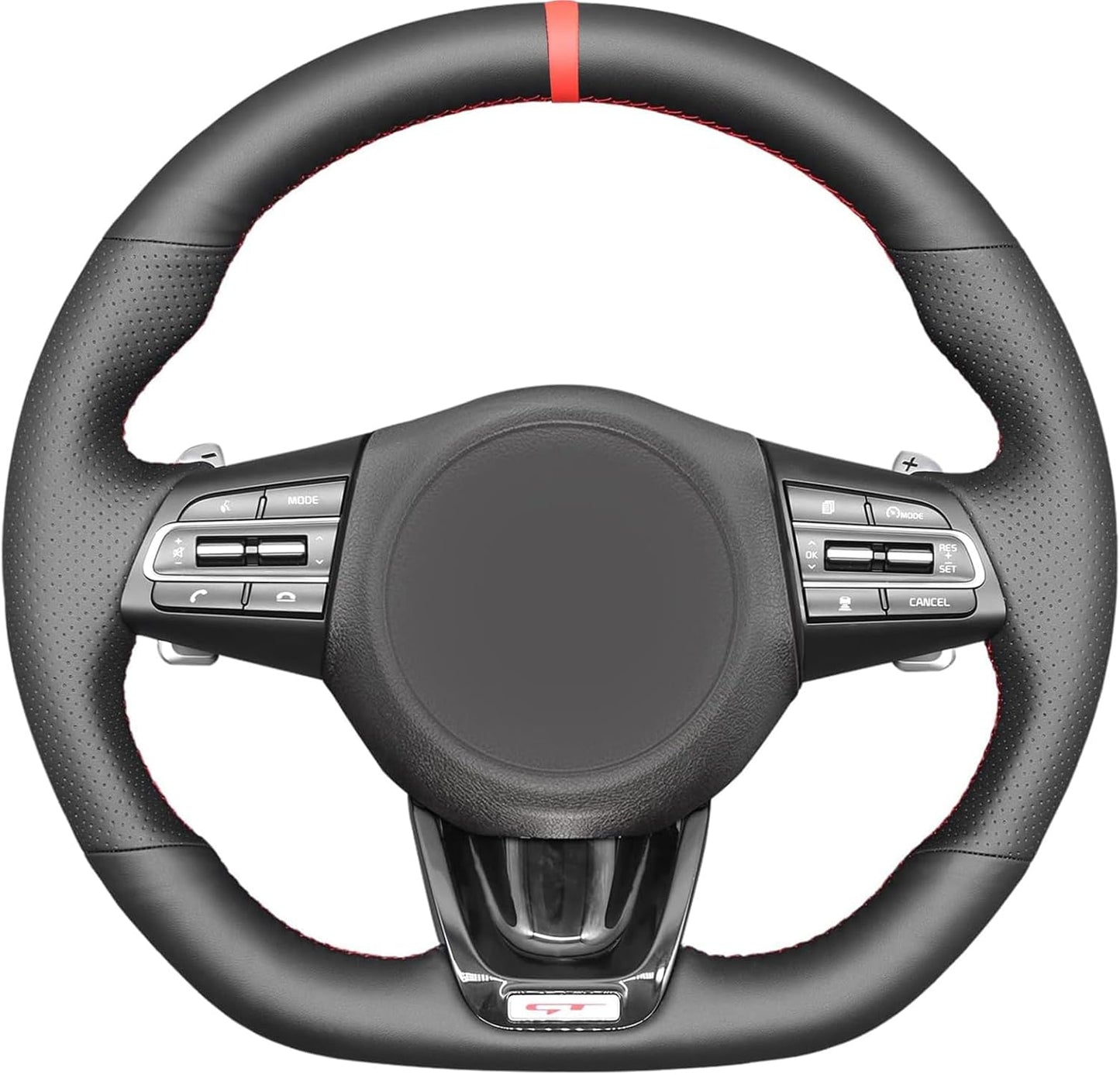Loncky® Custom Hand Stitched OEM Leather Steering Wheel Cover for Kia Stinger GT GT1 GT2 GTS Stinger GT-Line 2018 2019 2020 2021 2022 Interior Accessories
