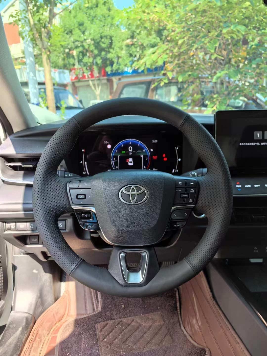 Loncky® Custom Hand Stitched Car OEM Leather Steering Wheel Cover for Toyota Crown 2023 2024 2025 Camry 2025 Interior Accessories