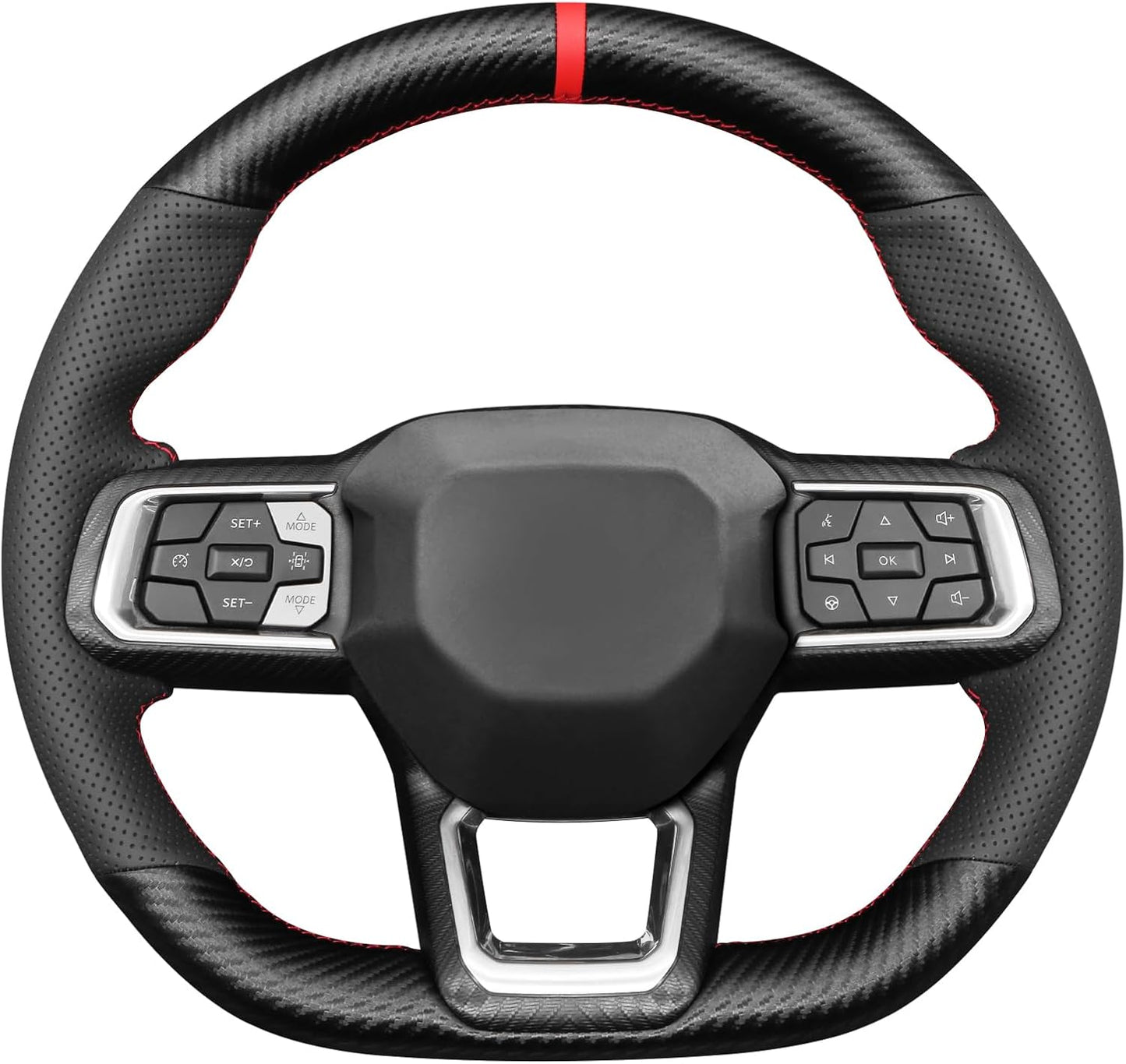 Loncky® Custom Hand Stitched Car OEM Leather Steering Wheel Cover for Ford Mustang Ecoboost S650 Dark Horse 2024 Interior Accessories