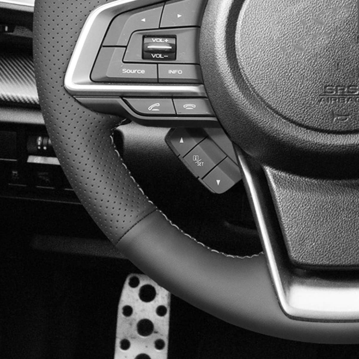 Loncky® Custom Hand Stitched Car OEM Leather Steering Wheel Cover for Subaru Outback 2018-2025/ Forester Ascent 2019-2024 /Crosstrek 2018-2024 /Impreza 2017-2024 / Legacy 2018-2025 Interior Accessories