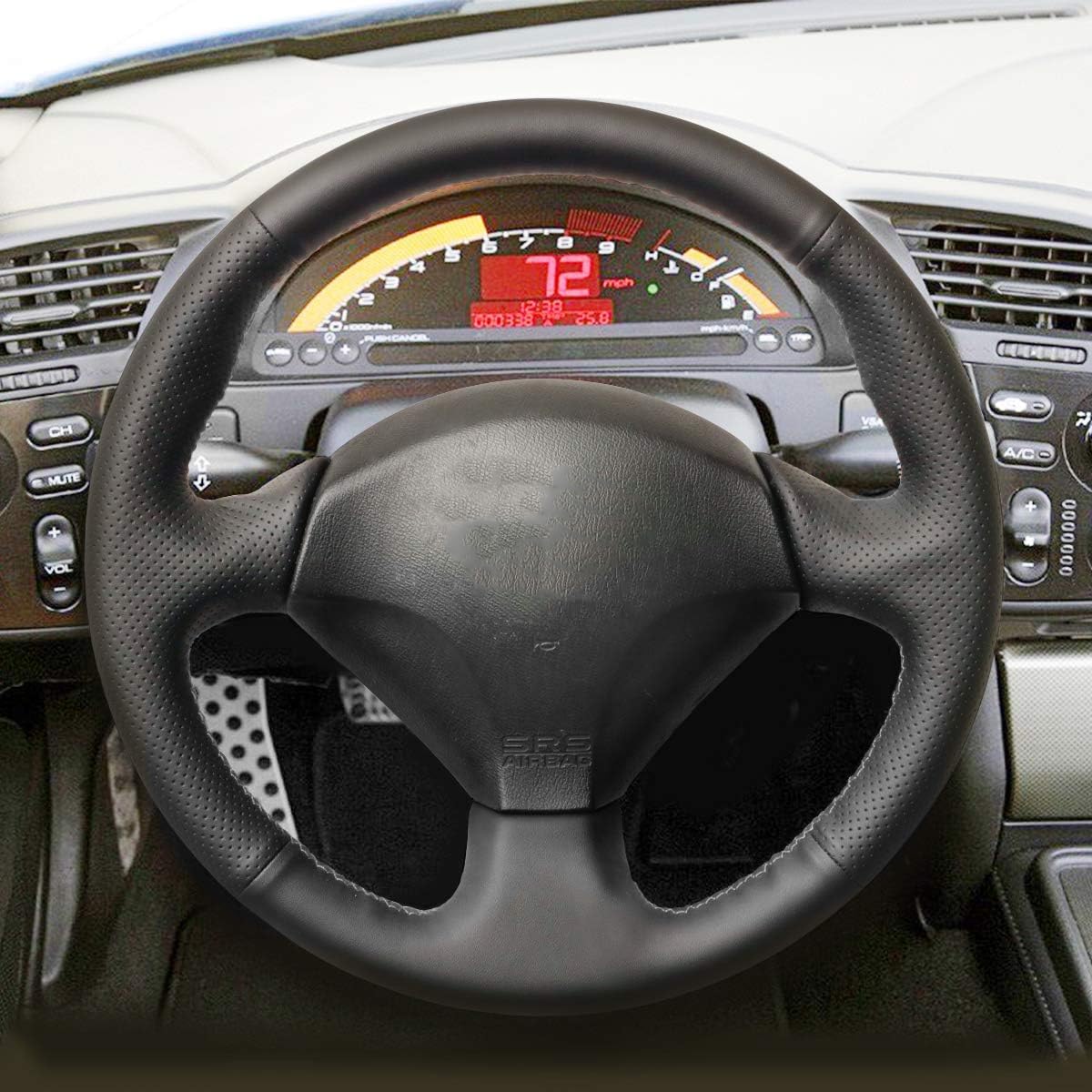 Loncky® Custom Hand Stitched OEM Leather Steering Wheel Cover for Honda S2000 2000-2009 / Civic (SI) 2002-2005 / Insight 2000-2006 for Acura RSX 2002-2006 Interior Accessories