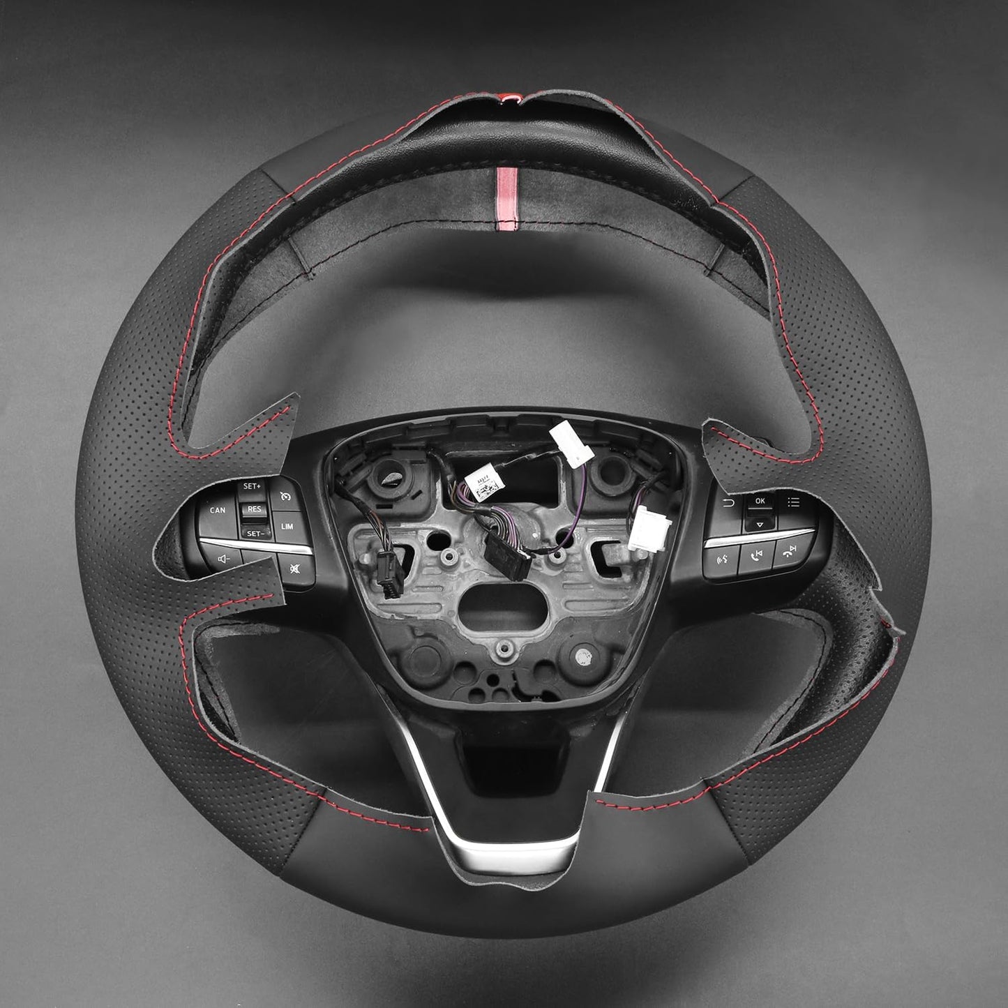 Loncky® Custom Hand Stitched Car OEM Leather Steering Wheel Cover for Ford Focus III Escape Ecosport Kuga Grand C-MAX 2015-2023 Interior Accessories