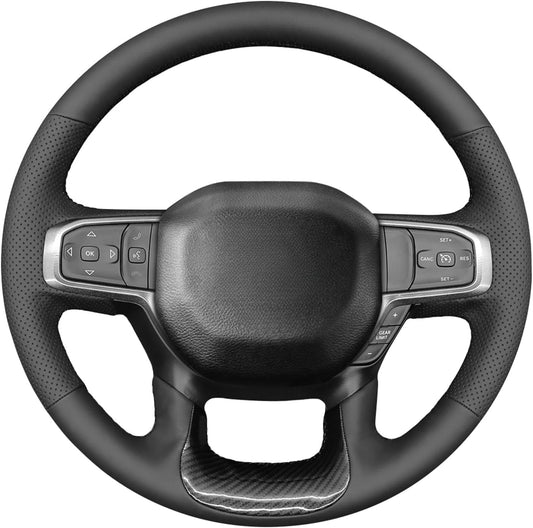 Loncky® Custom Hand Stitched Car OEM Leather Steering Wheel Cover for Dodge Ram 1500 2500 3500 4500 5500 2019-2025 Interior Accessories