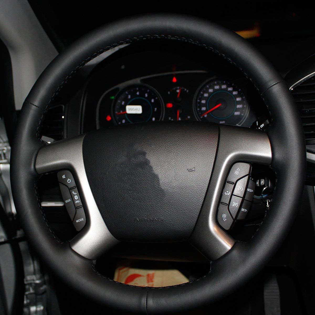Loncky® Custom Hand Stitched OEM Leather Steering Wheel Cover for Chevrolet 2008-2013 Silverado 1500 /Silverado 2500 3500/2007-2014 Tahoe/2007-2014 Suburban 1500/2007-2013 Avalanche 1500/2009-2015 Traverse/Express Accessories