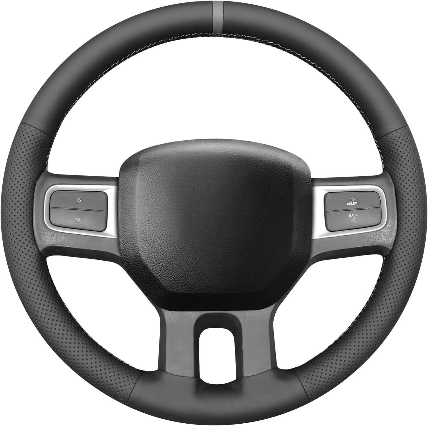 Loncky® Custom Hand Stitched Car OEM Leather Steering Wheel Cover for Dodge RAM 2009-2010 Interior Accessories