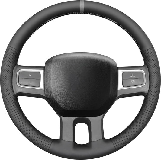 Loncky® Custom Hand Stitched Car OEM Leather Steering Wheel Cover for Dodge RAM 2009-2010 Interior Accessories