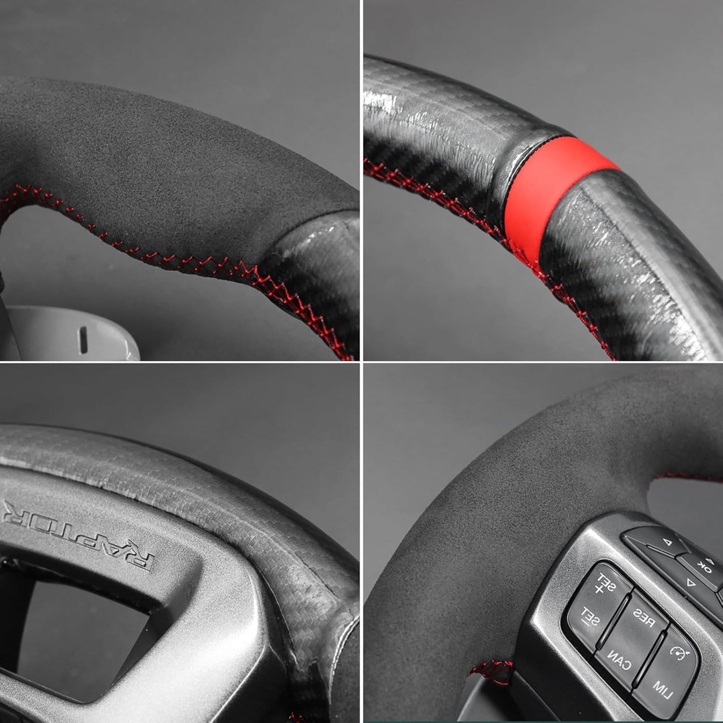 Loncky® Custom Hand Stitched Car OEM Leather Steering Wheel Cover for Ford Ranger Raptor 2019 2020 2021 2022 Interior Accessories