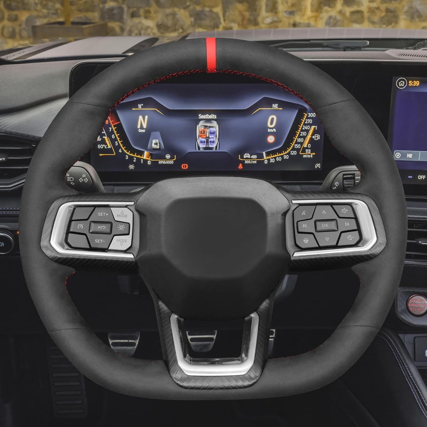 Loncky® Custom Hand Stitched Car OEM Leather Steering Wheel Cover for Ford Mustang 2024 Interior Accessories