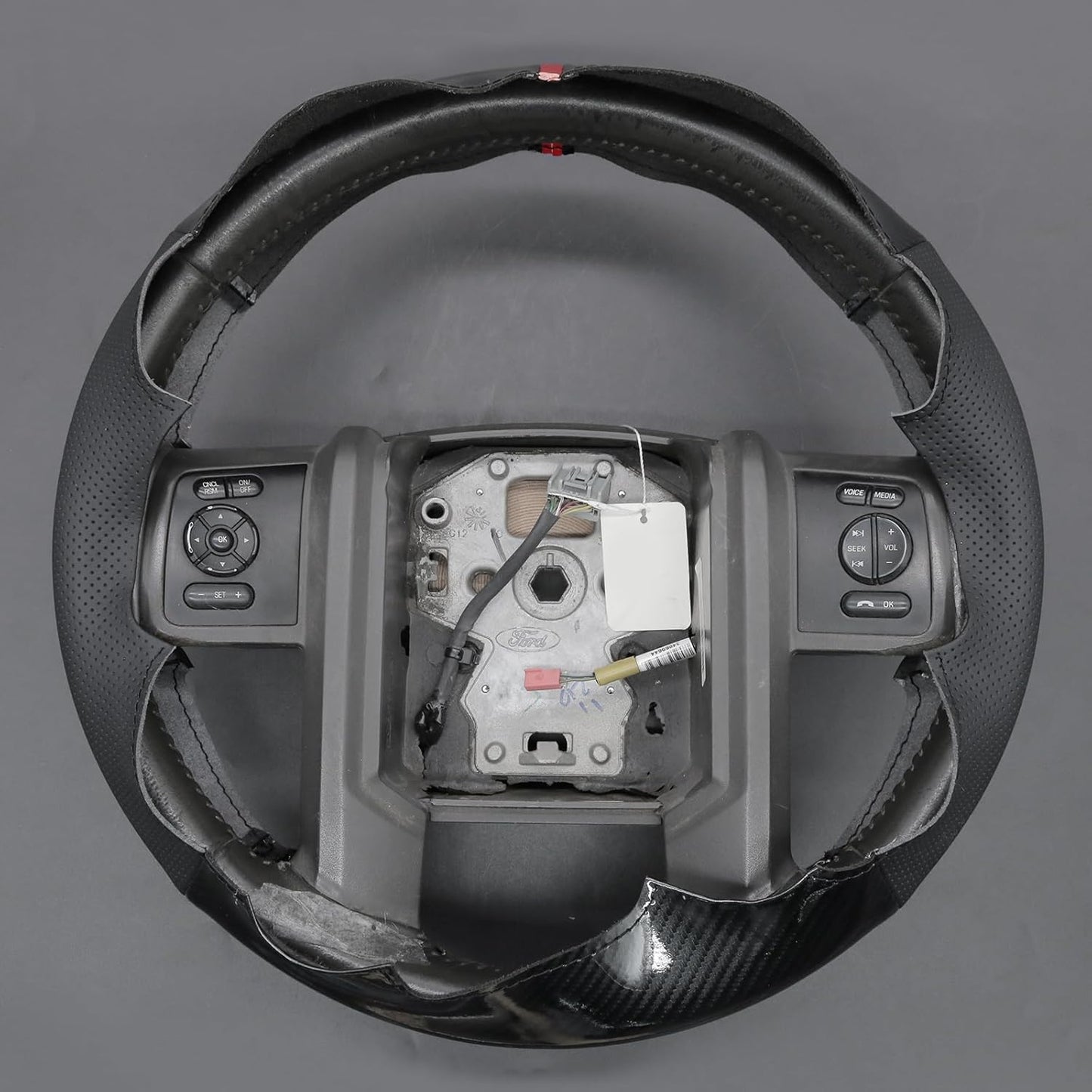 Loncky® Custom Hand Stitched Car OEM Leather Steering Wheel Cover for Ford F250 F-250 F350 F-350 F550 F-550 Lariat Expedition King Ranch Super duty 2007-2016 Interior Accessories