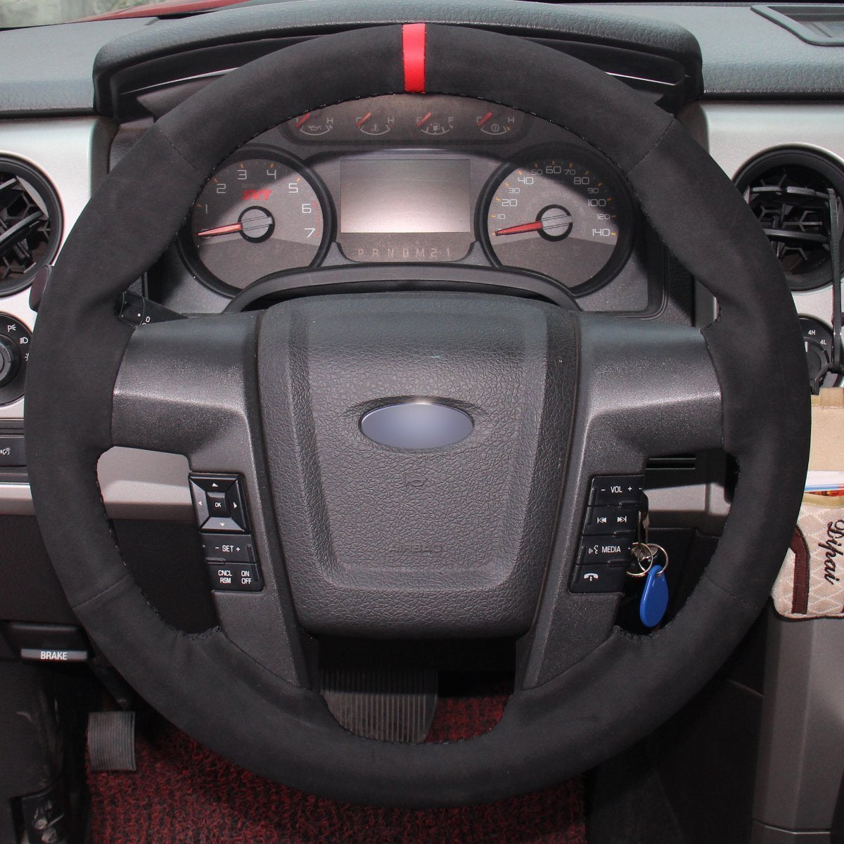 Loncky® Custom Hand Stitched Car OEM Leather Steering Wheel Cover for Ford F-150 F150 SVT Raptor 2010 2011 2012 2013 2014 Interior Accessories