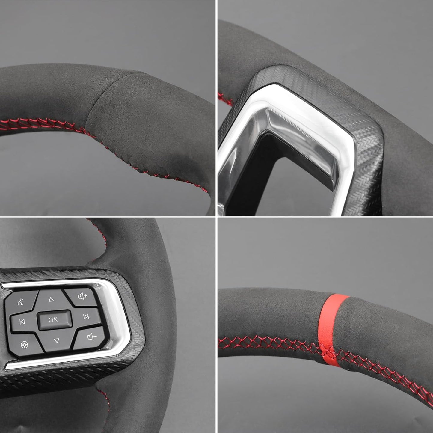 Loncky® Custom Hand Stitched Car OEM Leather Steering Wheel Cover for Ford Mustang 2024 Interior Accessories