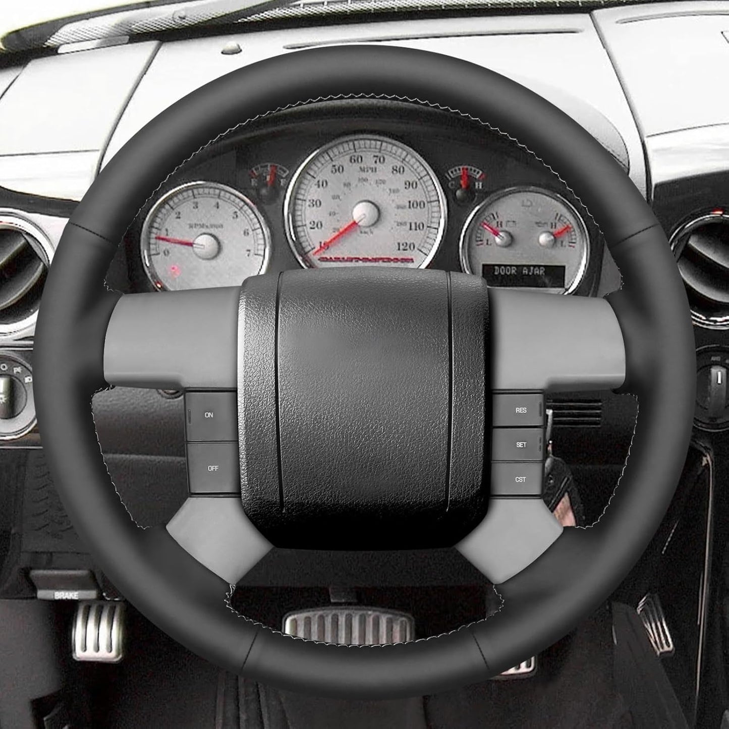 Loncky® Custom Hand Stitched Car OEM Leather Steering Wheel Cover for Ford F150 F250 F350 2004-2008 Interior Accessories