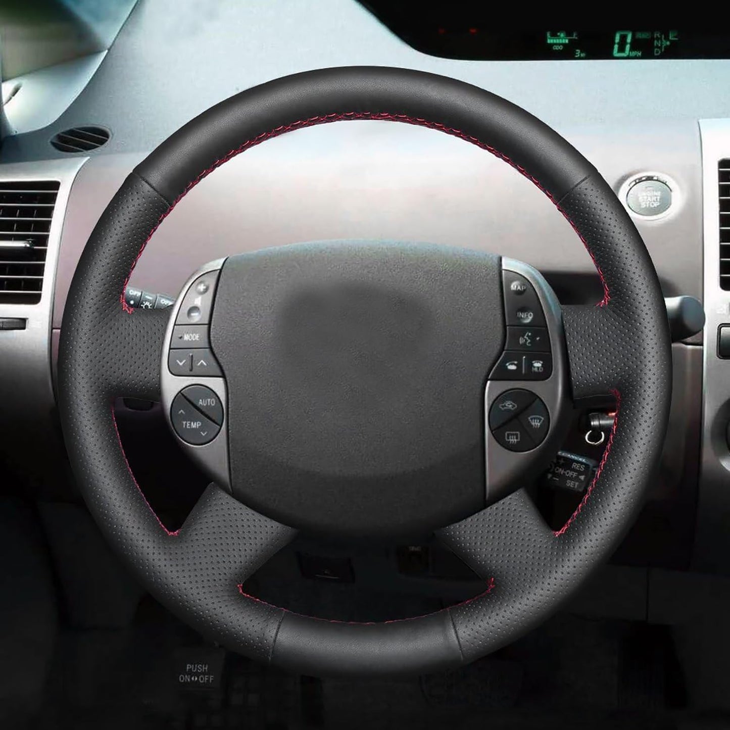 Loncky® Custom Hand Stitched OEM Leather Steering Wheel Cover for Toyota Prius 2004 2005 2006 2007 2008 2009 Interior Accessories