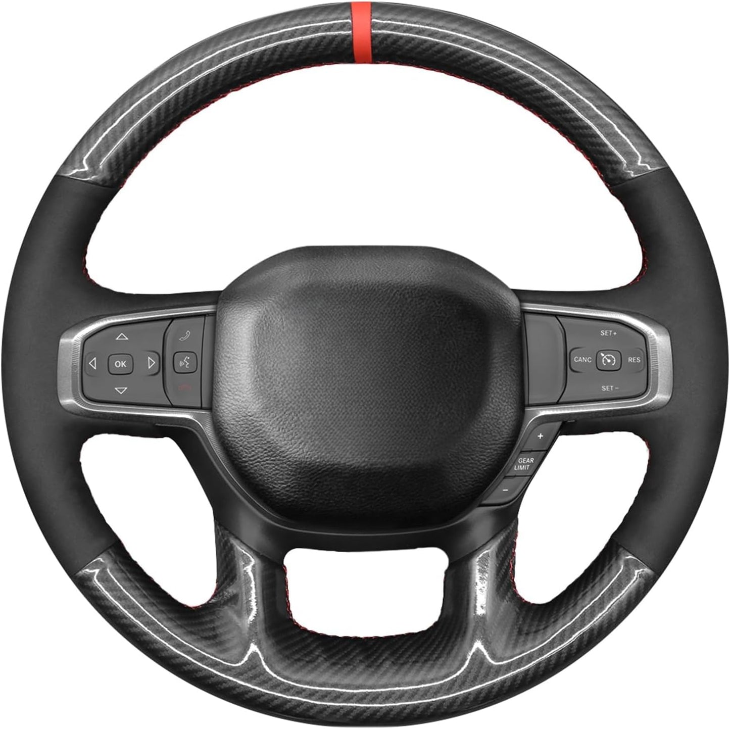 Loncky® Custom Hand Stitched Car OEM Leather Steering Wheel Cover for Dodge Ram 1500 2500 3500 4500 5500 2019-2025 Interior Accessories