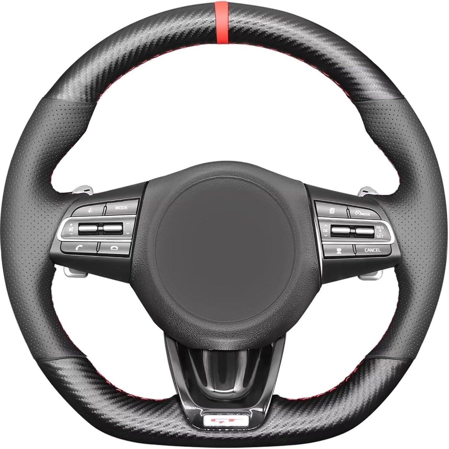 Loncky® Custom Hand Stitched OEM Leather Steering Wheel Cover for Kia Stinger GT GT1 GT2 GTS Stinger GT-Line 2018 2019 2020 2021 2022 Interior Accessories