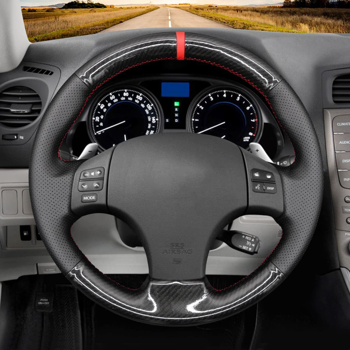 Loncky® Custom Hand Stitched OEM Leather Steering Wheel Cover for Lexus IS250 2006 2007 2008 2009 2010 2011 2012 2013/ Lexus IS350 2006 2007 2008 2009 2010 2011 2012 2013 Interior Accessories
