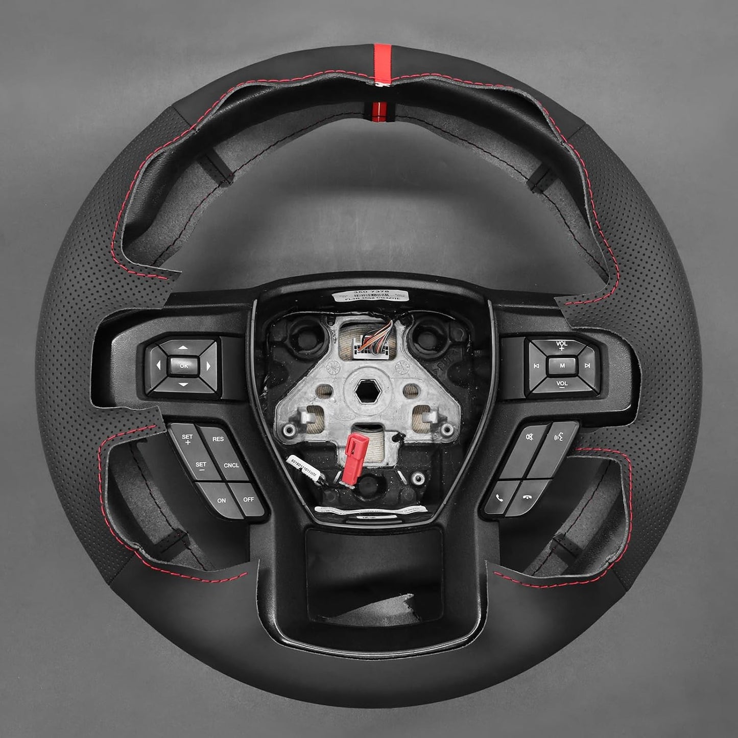 Loncky® Custom Hand Stitched Car OEM Leather Steering Wheel Cover for Ford F150 F-150 F-250 F-350 F-450 Expedition 2015-2023 Interior Accessories