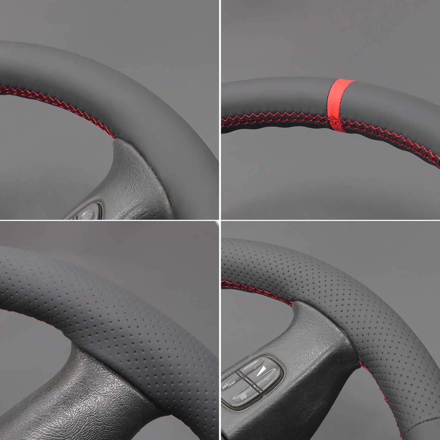 Loncky® Custom Hand Stitched Car OEM Leather Steering Wheel Cover for Chevrolet Silverado 1500/2500/ 3500 2003-2006/ Trailblazer/Silverado 1500 2500HD 3500 Classic 2007/ GMC Sierra 1500/ Envoy XL 2002-2006/ Yukon (Yukon XL)/ Envoy
