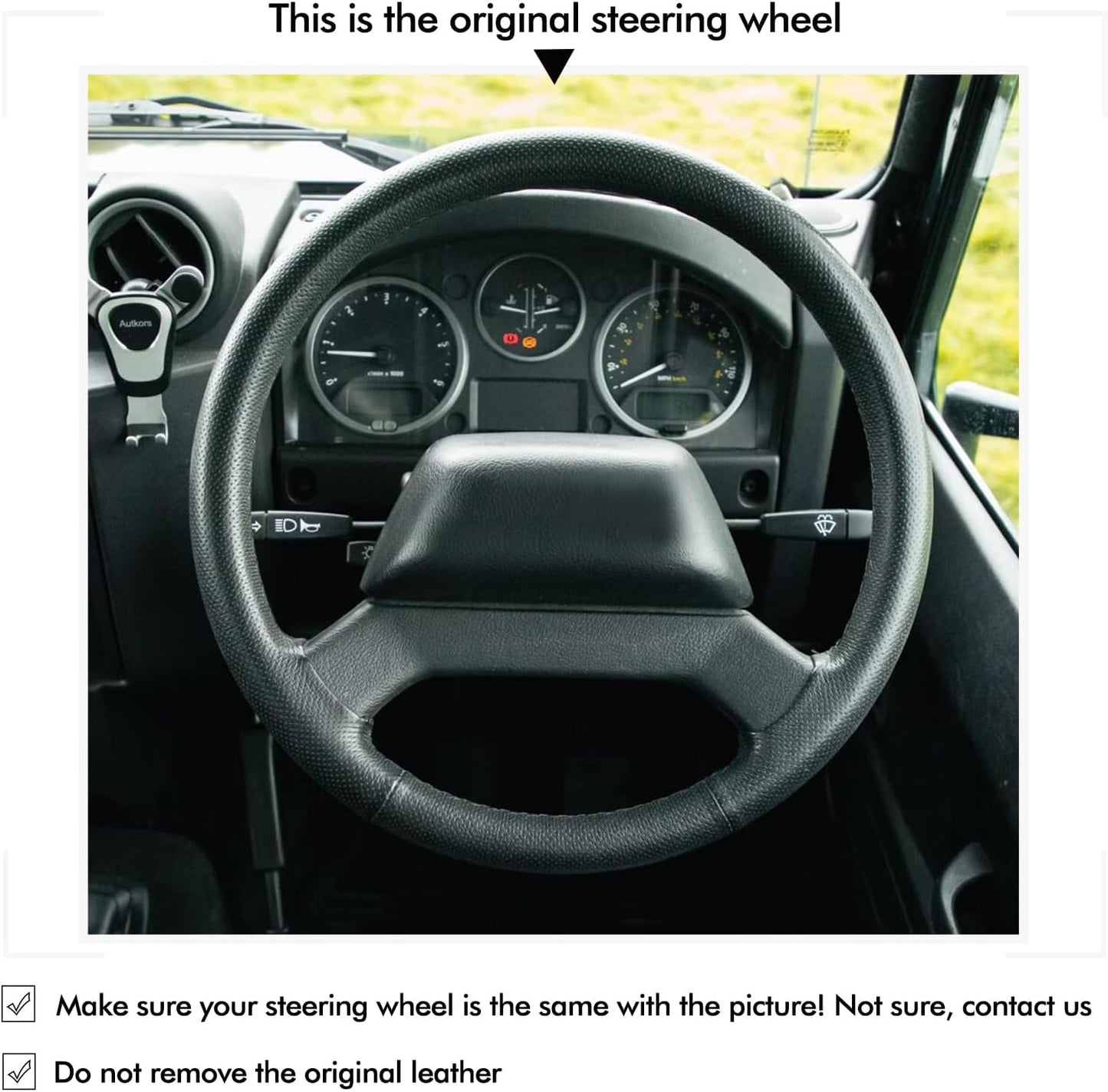Loncky® Custom Hand Stitched Car OEM Leather Steering Wheel Cover for Land Rover Defender 2013 2014 2015 2016 2017 2018 Interior Accessories