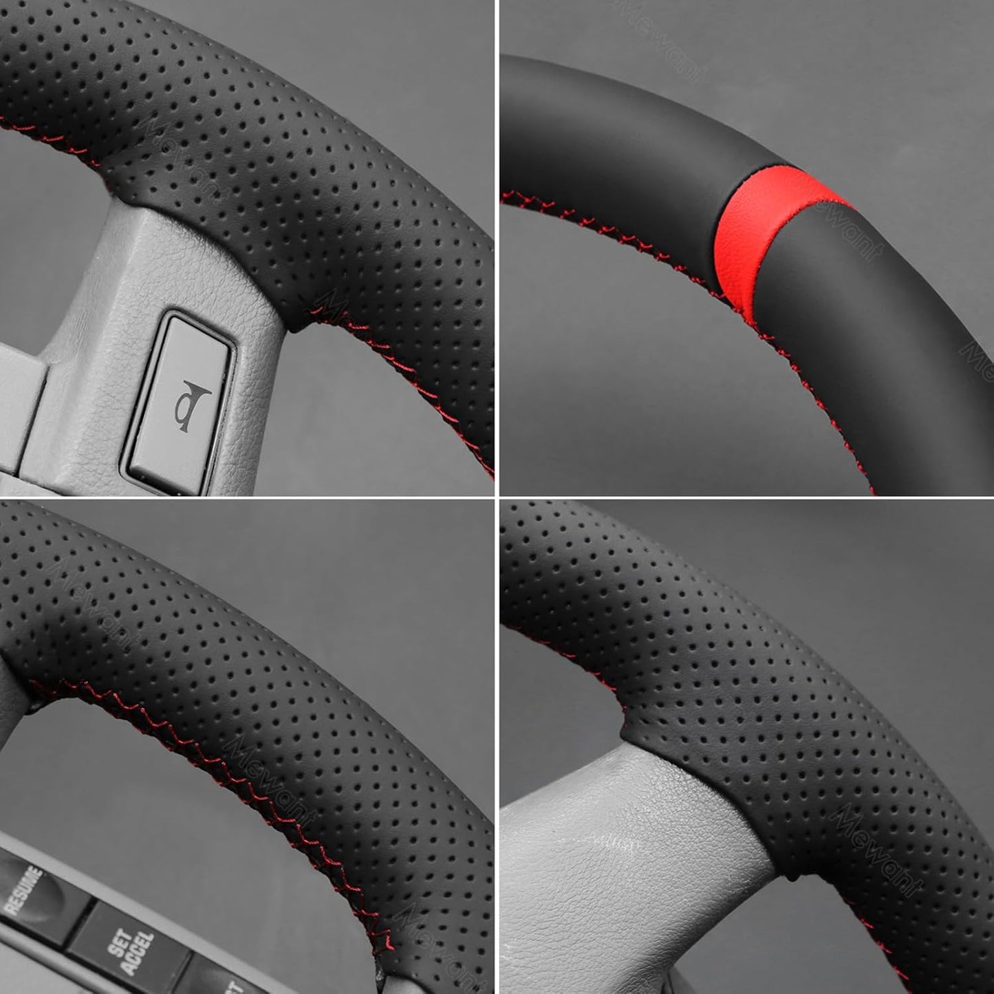 Loncky® Custom Hand Stitched Car OEM Leather Steering Wheel Cover for Ford Mustang F-150 F150 F250 F350 SVT Lighting 1990-1996 Interior Accessories