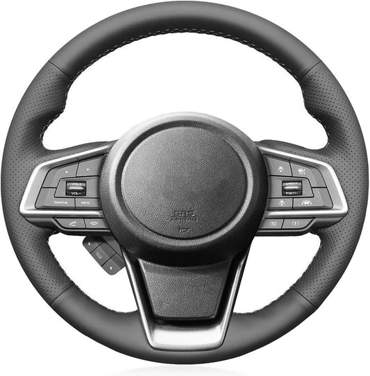 Loncky® Custom Hand Stitched Car OEM Leather Steering Wheel Cover for Subaru Outback 2018-2025/ Forester Ascent 2019-2024 /Crosstrek 2018-2024 /Impreza 2017-2024 / Legacy 2018-2025 Interior Accessories