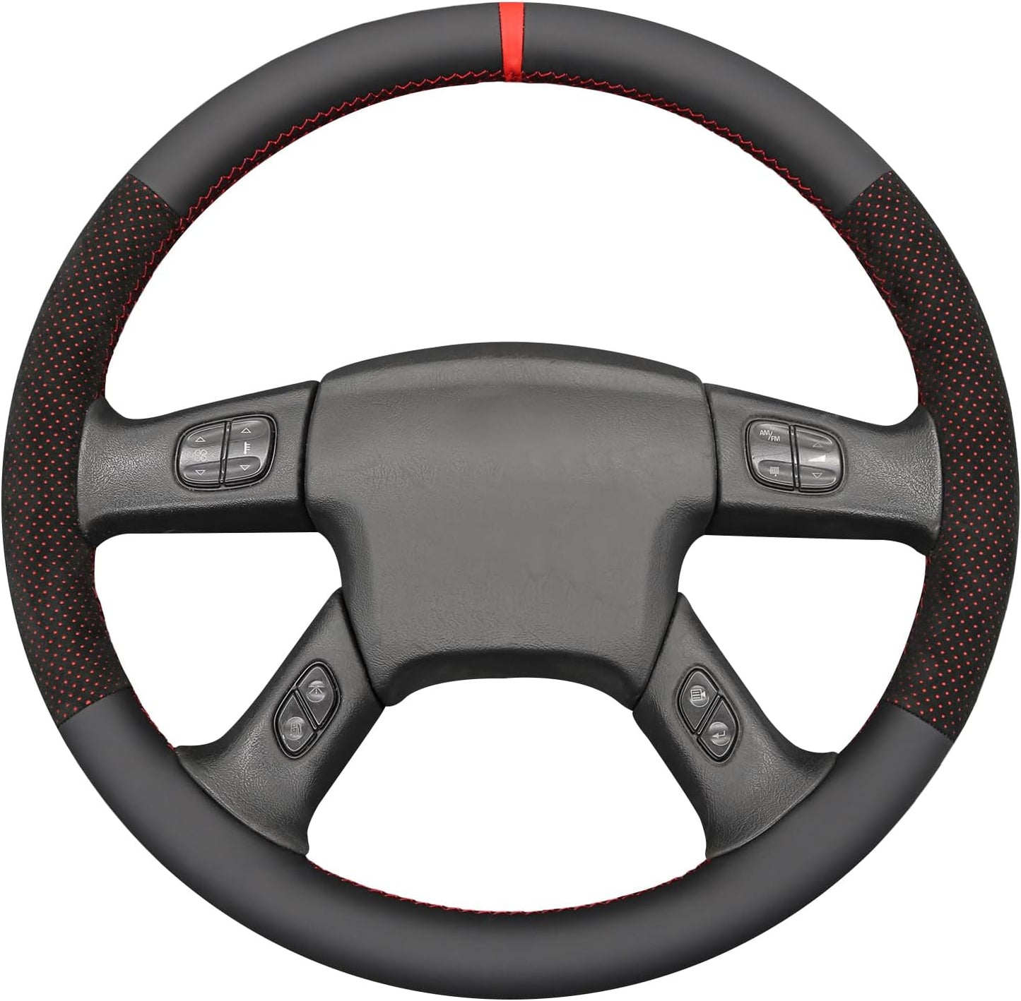 Loncky® Custom Hand Stitched Car OEM Leather Steering Wheel Cover for Chevrolet Silverado 1500/2500/ 3500 2003-2006/ Trailblazer/Silverado 1500 2500HD 3500 Classic 2007/ GMC Sierra 1500/ Envoy XL 2002-2006/ Yukon (Yukon XL)/ Envoy