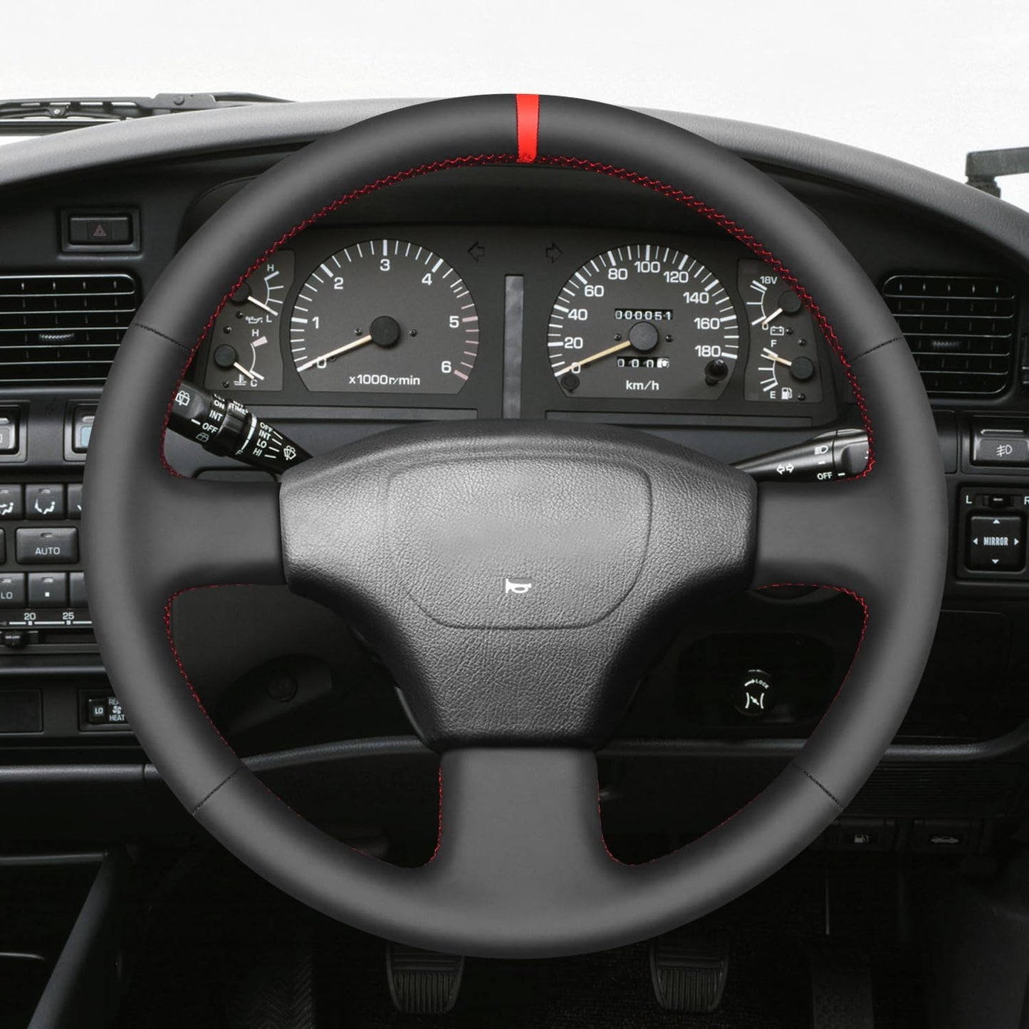 Loncky® Custom Hand Stitched Car OEM Leather Steering Wheel Cover for Toyota Land Cruiser 80 Series 1990-1997 Interior Accessories