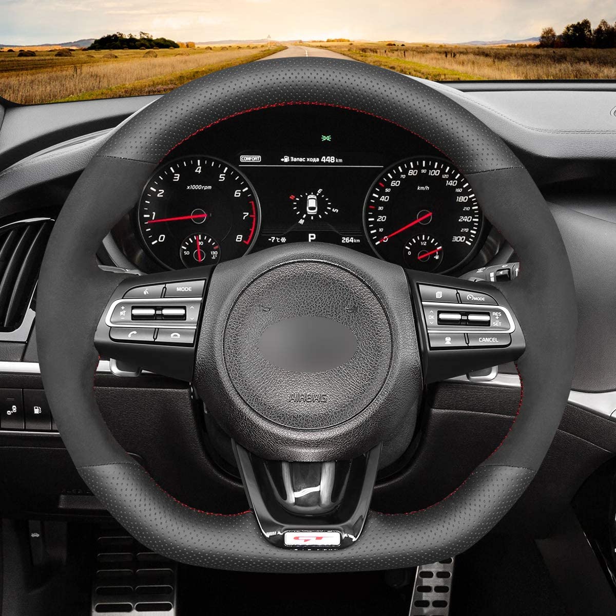 Loncky® Custom Hand Stitched OEM Leather Steering Wheel Cover for Kia Stinger GT GT1 GT2 GTS Stinger GT-Line 2018 2019 2020 2021 2022 Interior Accessories