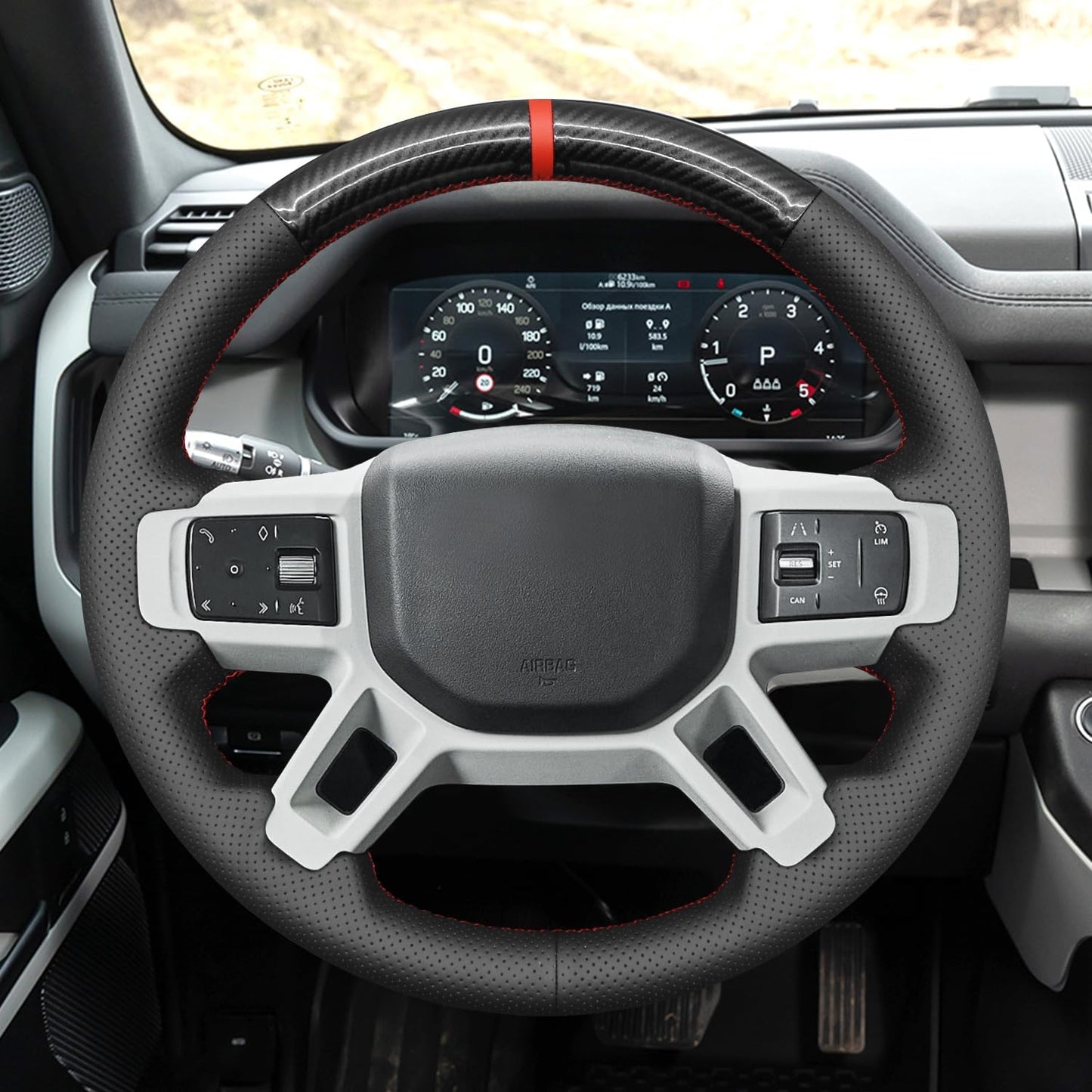 Loncky® Custom Hand Stitched Car OEM Leather Steering Wheel Cover for Land Rover Defender Discovery 2021 2022 2023 Interior Accessories