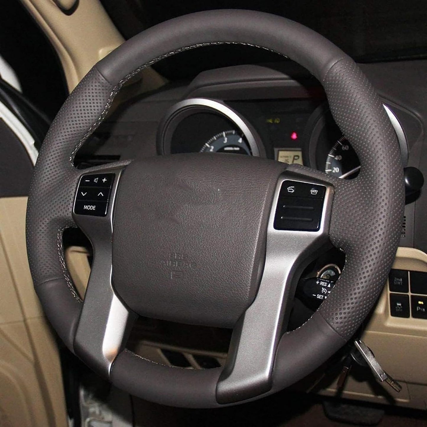 Loncky® Custom Hand Stitched OEM Leather Steering Wheel Cover for Toyota Tacoma 2012-2023 / Toyota Tundra 2014-2021/ Toyota 4Runner 2010-2014 2015 2016 2017 2018 2019 2020 2021 2022 2023/ Toyota Sequoia 2014-2022 Accessories