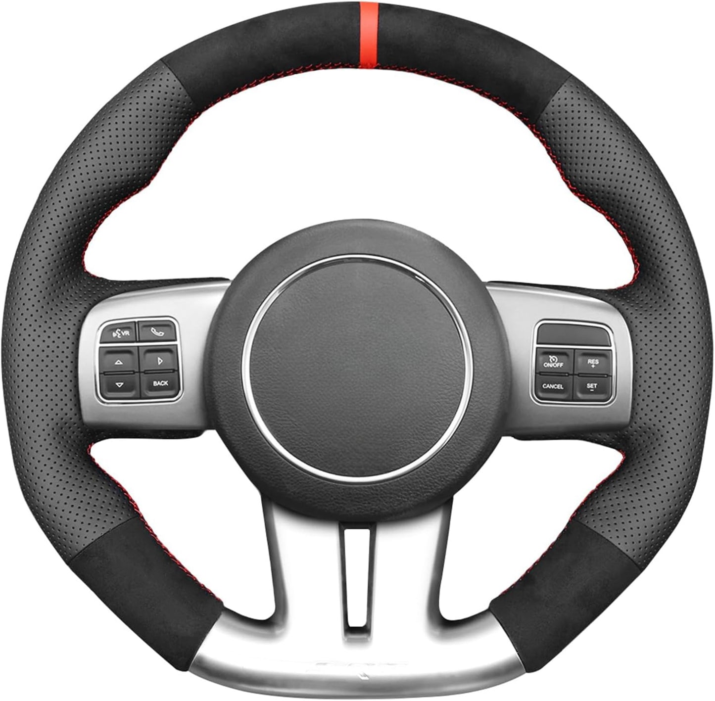 Loncky® Custom Hand Stitched Car OEM Leather Steering Wheel Cover for Dodge Challenger Charger SRT 2012-2014 Interior Accessories