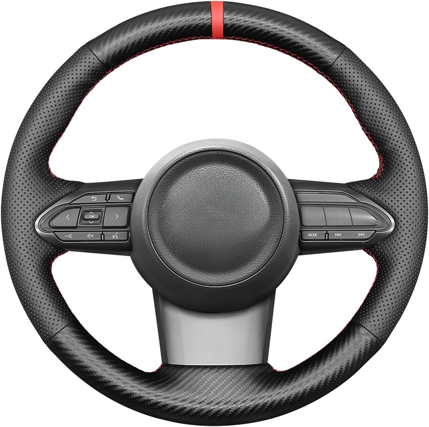 Loncky® Custom Hand Stitched Car OEM Leather Steering Wheel Cover for Toyota Yaris GR 2020 2021 2022 Interior Accessories
