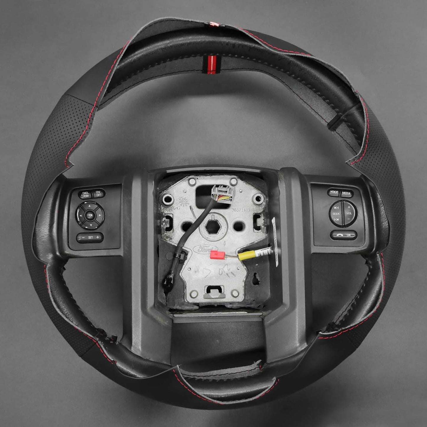 Loncky® Custom Hand Stitched Car OEM Leather Steering Wheel Cover for Ford F250 F-250 F350 F-350 F550 F-550 Lariat Expedition King Ranch Super duty 2007-2016 Interior Accessories