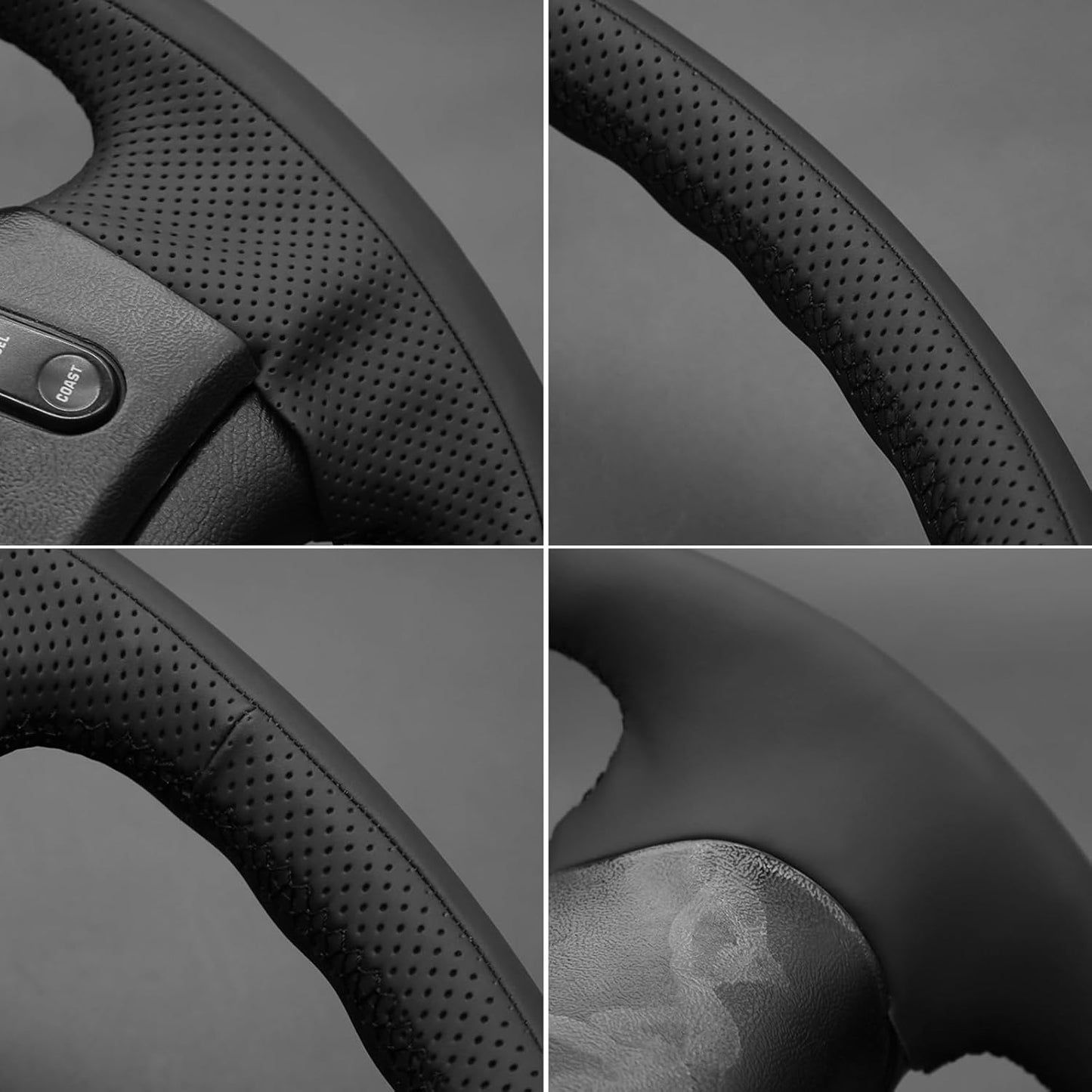 Loncky® Custom Hand Stitched Car OEM Leather Steering Wheel Cover for Ford F150 F250 F350 Super Duty Bronco E350 1992-1996 Interior Accessories