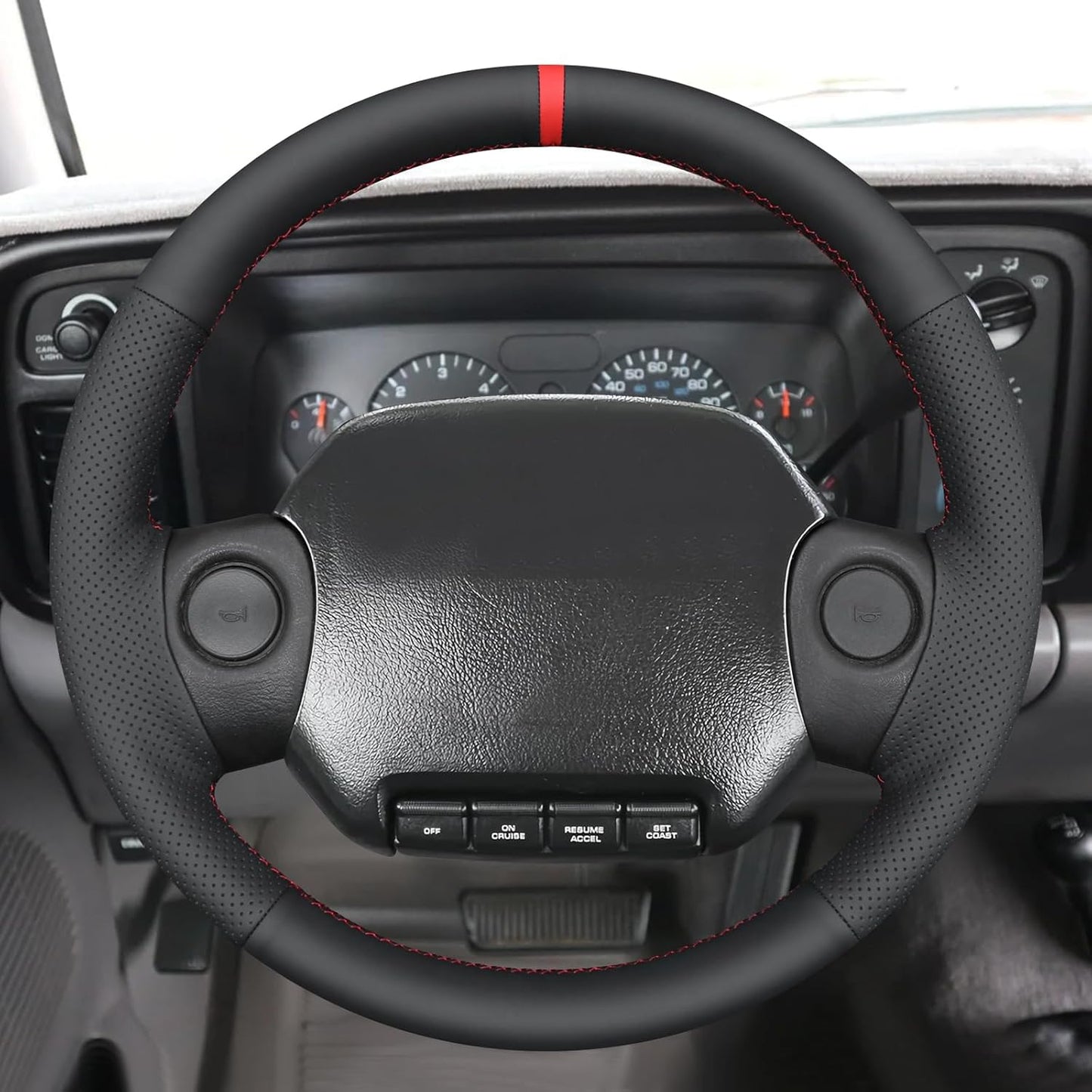 Loncky® Custom Hand Stitched Car OEM Leather Steering Wheel Cover for Dodge Ram 1994-1997 Interior Accessories