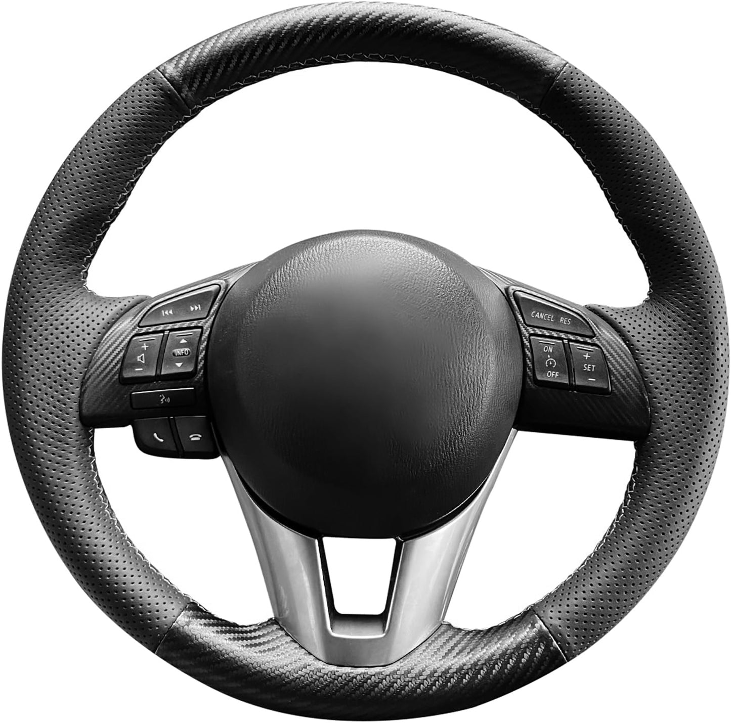Loncky® Custom Hand Stitched Car OEM Leather Steering Wheel Cover for Mazda CX-5 2013 2014 2015 2016 / Mazda 6 2014 2015 2016 / Mazda 3 2014 2015 2016 / Mazda CX-3 2016 / Scion iA 2016 Interior Accessories