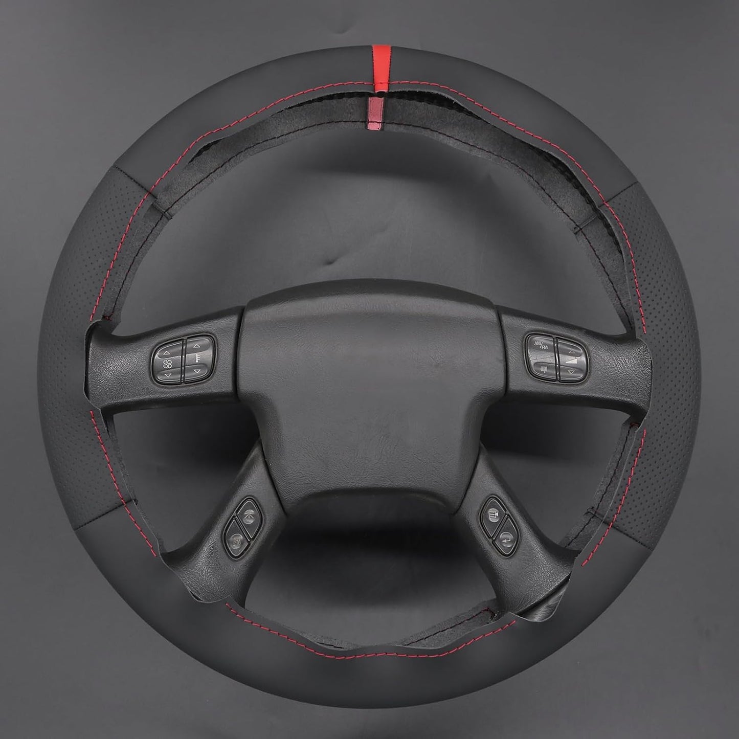 Loncky® Custom Hand Stitched Car OEM Leather Steering Wheel Cover for Chevrolet Silverado 1500/2500/ 3500 2003-2006/ Trailblazer/Silverado 1500 2500HD 3500 Classic 2007/ GMC Sierra 1500/ Envoy XL 2002-2006/ Yukon (Yukon XL)/ Envoy