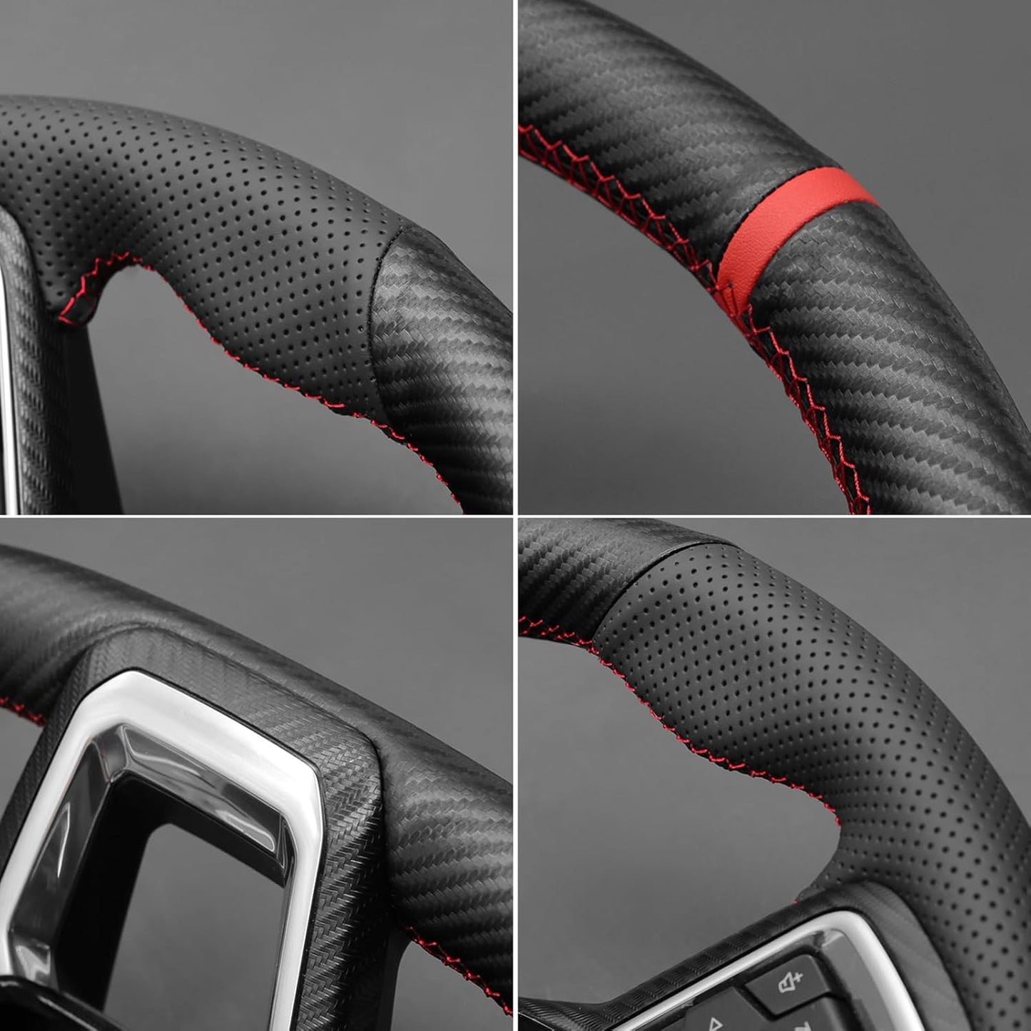 Loncky® Custom Hand Stitched Car OEM Leather Steering Wheel Cover for Ford Mustang Ecoboost S650 Dark Horse 2024 Interior Accessories