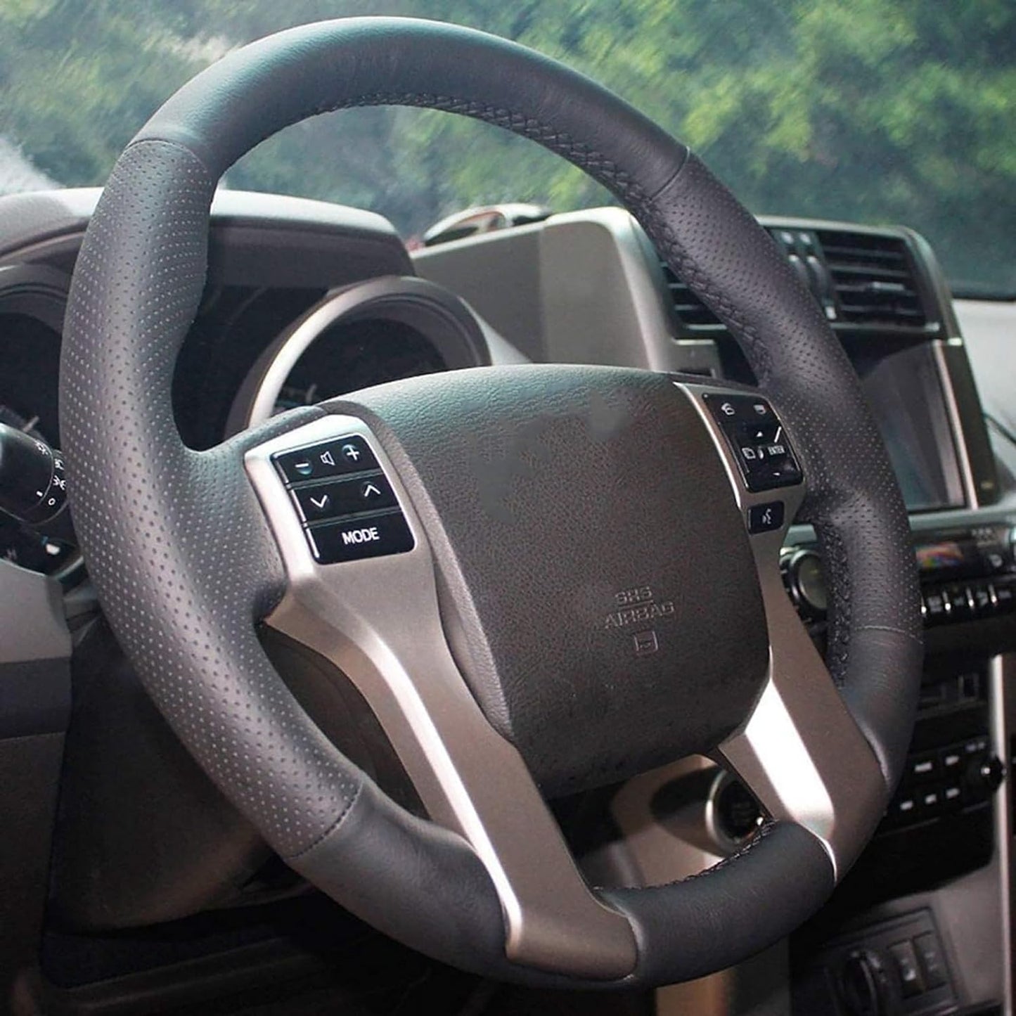 Loncky® Custom Hand Stitched OEM Leather Steering Wheel Cover for Toyota Tacoma 2012-2023 / Toyota Tundra 2014-2021/ Toyota 4Runner 2010-2014 2015 2016 2017 2018 2019 2020 2021 2022 2023/ Toyota Sequoia 2014-2022 Accessories