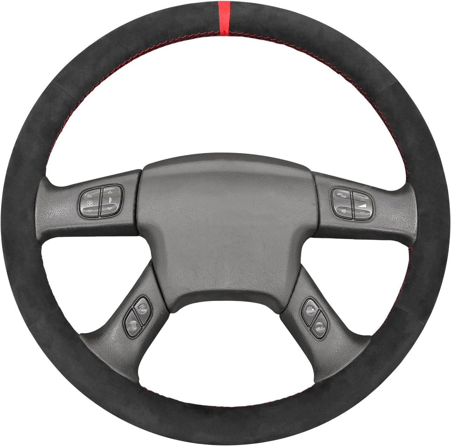Loncky® Custom Hand Stitched Car OEM Leather Steering Wheel Cover for Chevrolet Silverado 1500/2500/ 3500 2003-2006/ Trailblazer/Silverado 1500 2500HD 3500 Classic 2007/ GMC Sierra 1500/ Envoy XL 2002-2006/ Yukon (Yukon XL)/ Envoy