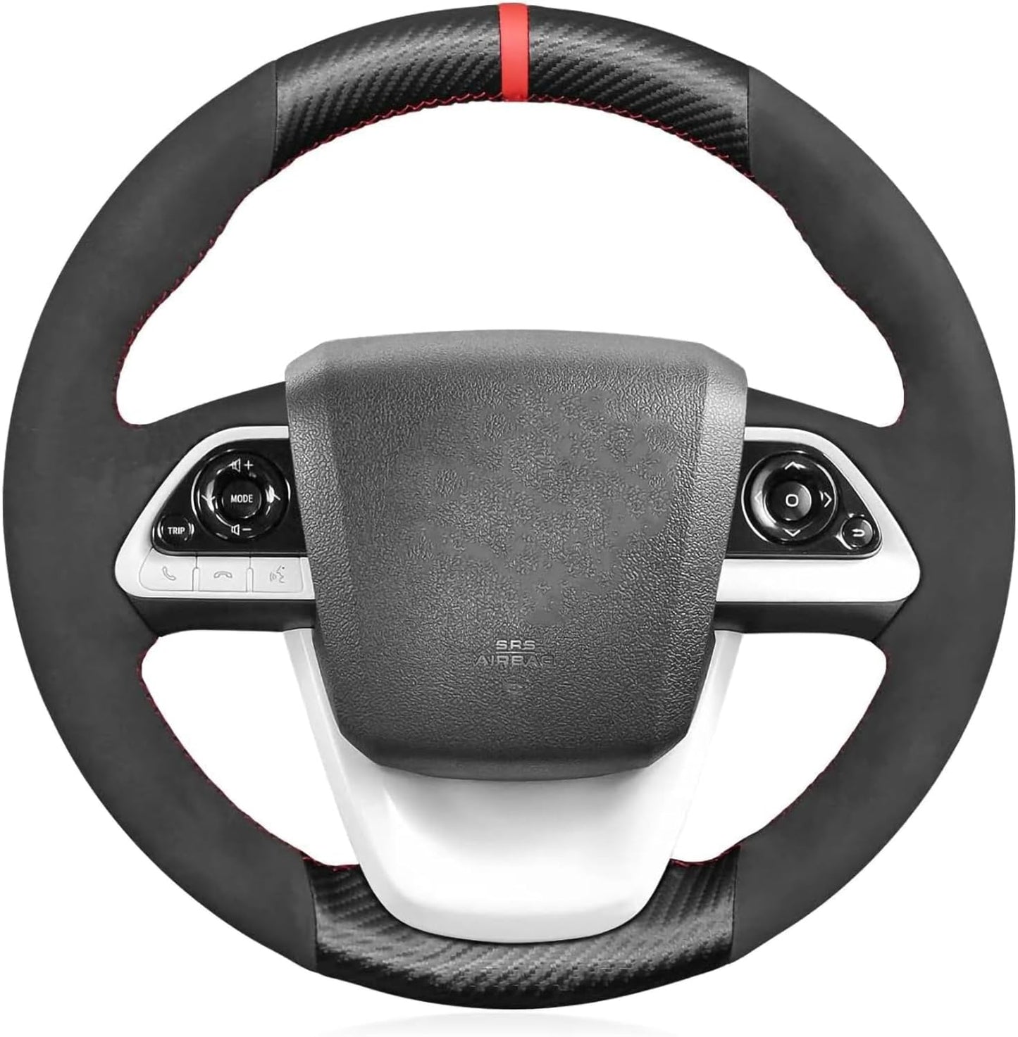 Loncky® Custom Hand Stitched OEM Leather Steering Wheel Cover for Toyota Prius 4 2016-2022 /Prius Prime 2017-2022 / Toyota Mirai 2016-2018 Interior Accessories