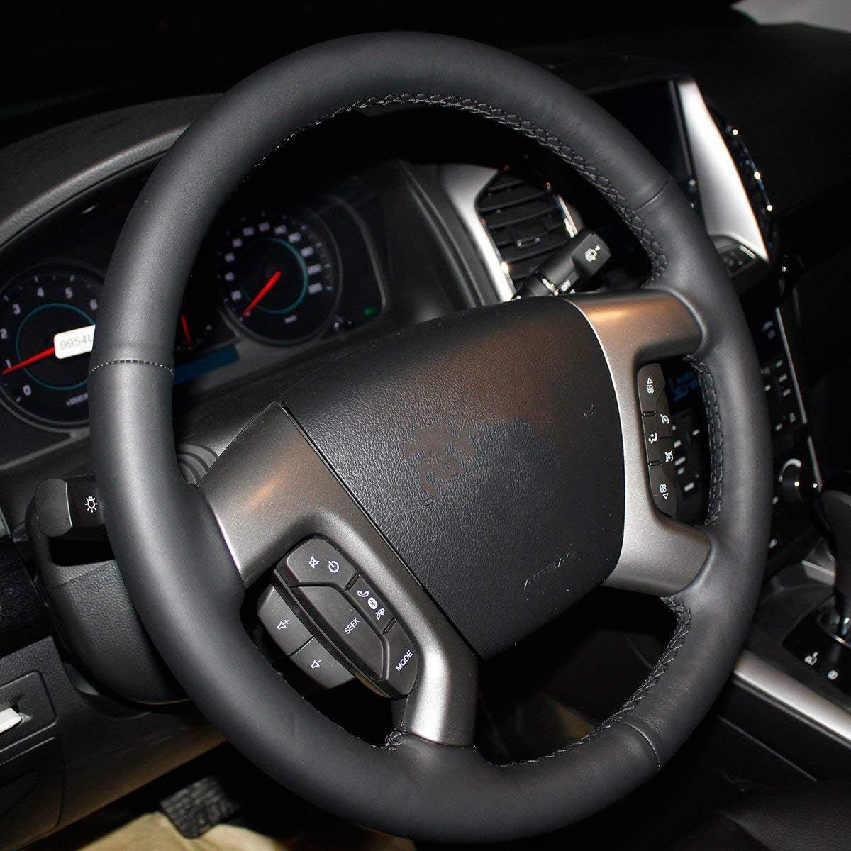 Loncky® Custom Hand Stitched OEM Leather Steering Wheel Cover for Chevrolet 2008-2013 Silverado 1500 /Silverado 2500 3500/2007-2014 Tahoe/2007-2014 Suburban 1500/2007-2013 Avalanche 1500/2009-2015 Traverse/Express Accessories