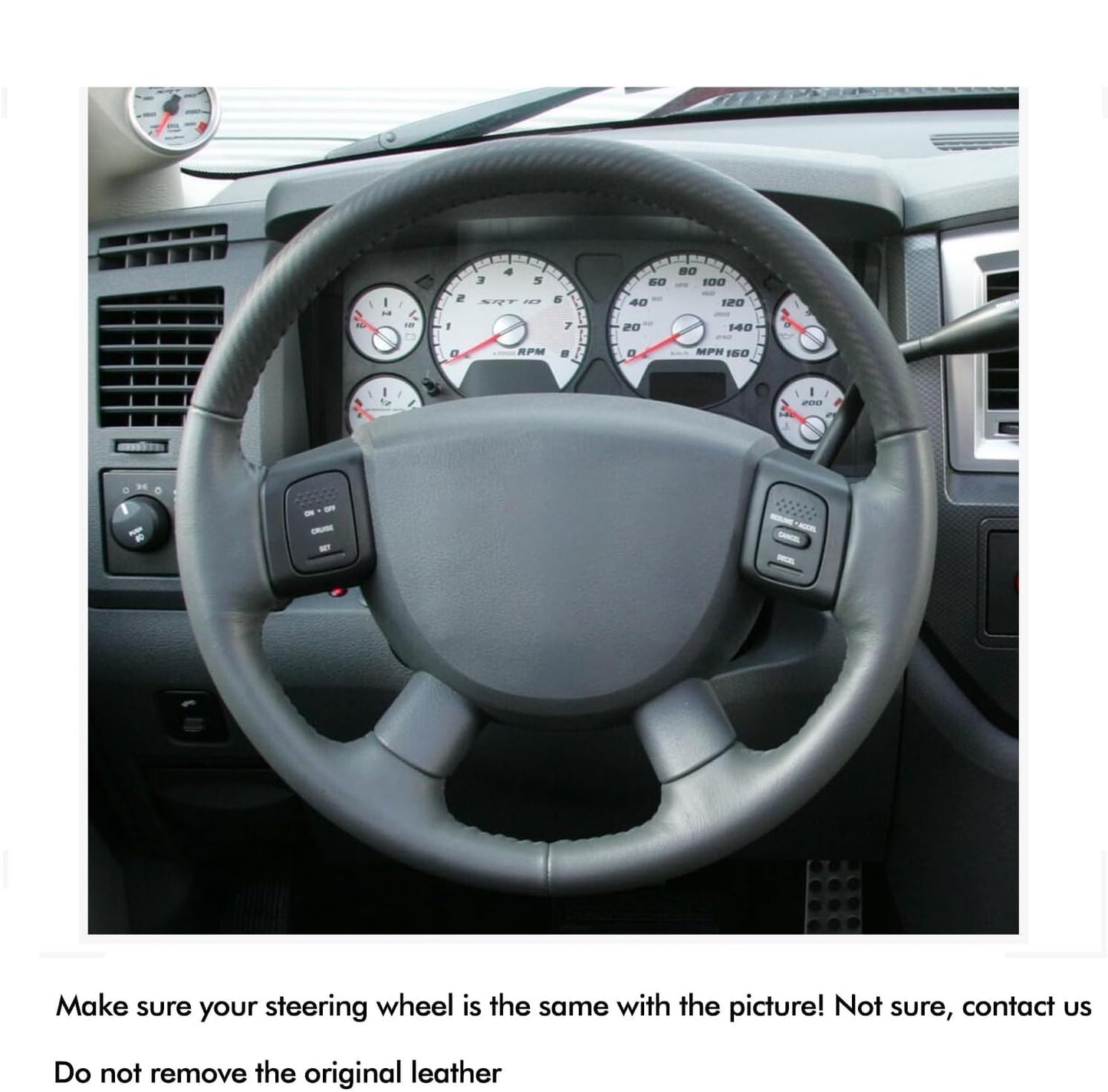 Loncky® Custom Hand Stitched Car OEM Leather Steering Wheel Cover for Dodge Ram 1500 2500 3500 2004 2005 2006 2007 2008 Interior Accessories