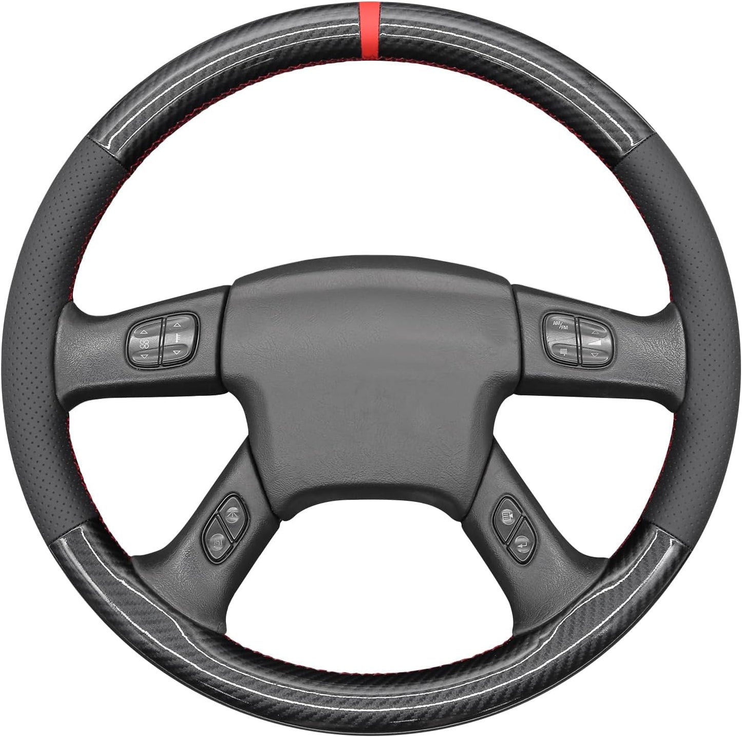 Loncky® Custom Hand Stitched Car OEM Leather Steering Wheel Cover for Chevrolet Silverado 1500/2500/ 3500 2003-2006/ Trailblazer/Silverado 1500 2500HD 3500 Classic 2007/ GMC Sierra 1500/ Envoy XL 2002-2006/ Yukon (Yukon XL)/ Envoy