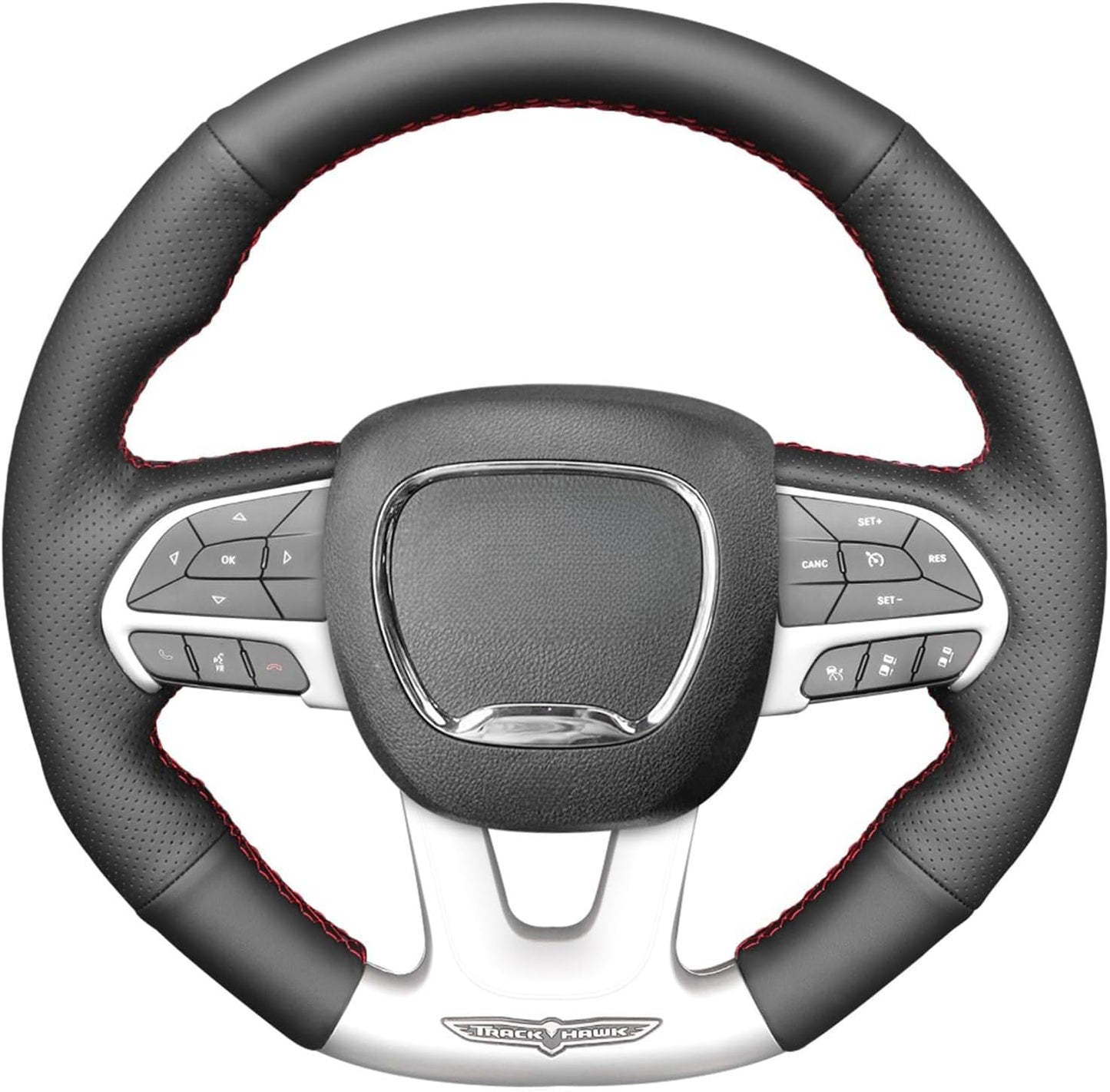 Loncky® Custom Hand Stitched Car OEM Leather Steering Wheel Cover for Dodge SRT Challenger Charger Durango 2015-2023 Interior Accessories