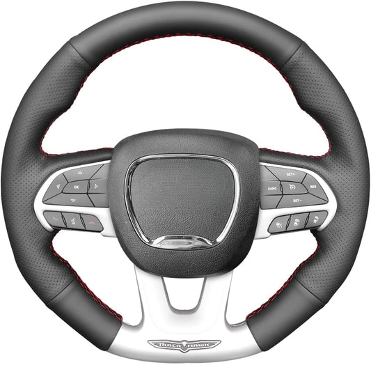 Loncky® Custom Hand Stitched Car OEM Leather Steering Wheel Cover for Dodge SRT Challenger Charger Durango 2015-2023 Interior Accessories