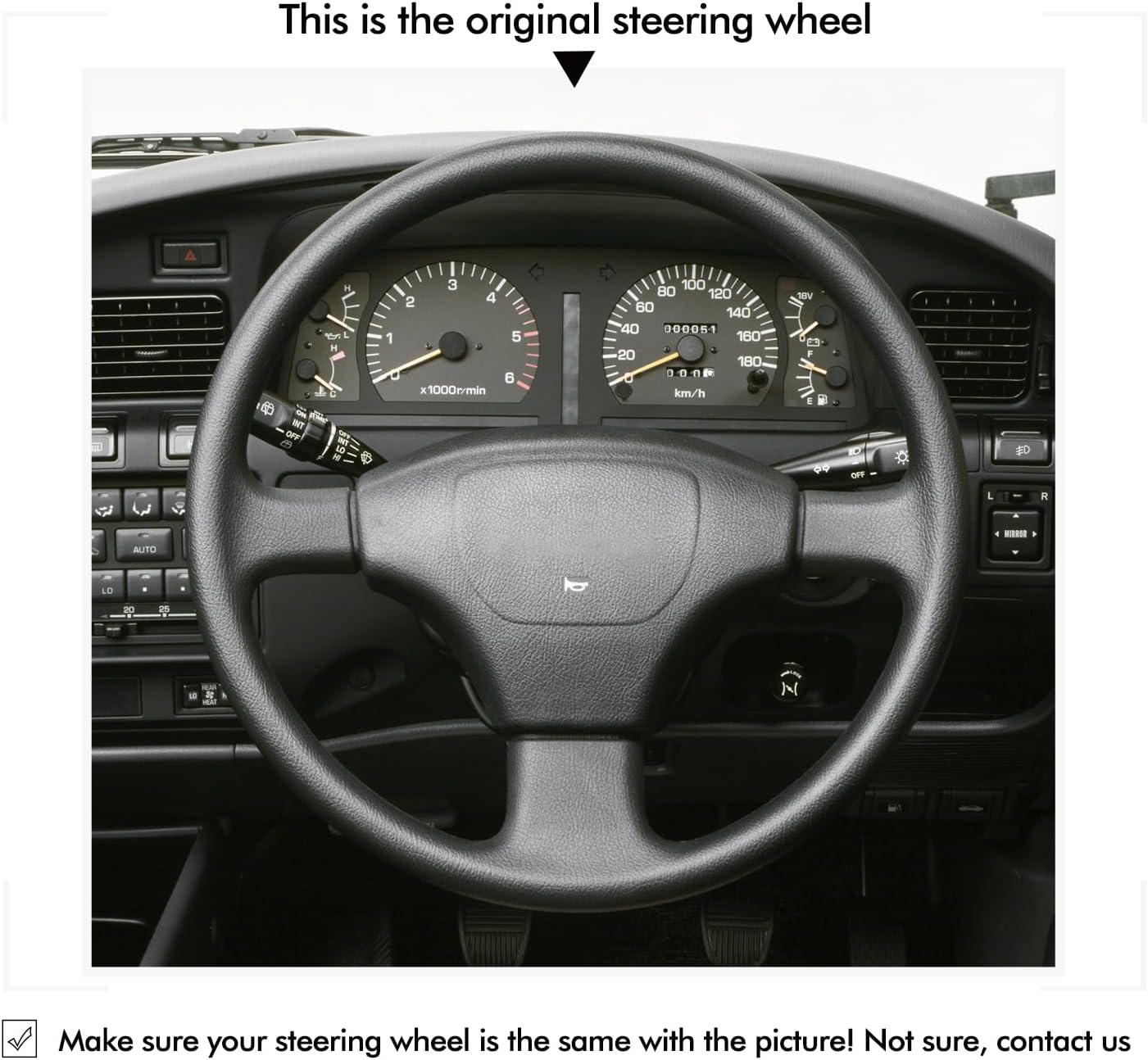 Loncky® Custom Hand Stitched Car OEM Leather Steering Wheel Cover for Toyota Land Cruiser 80 Series 1990-1997 Interior Accessories